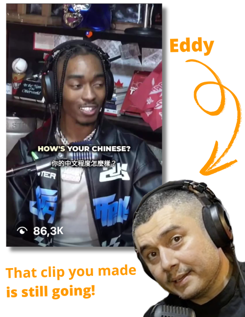 One of Eddy's extracted clips showing 60K+ views on Instagram