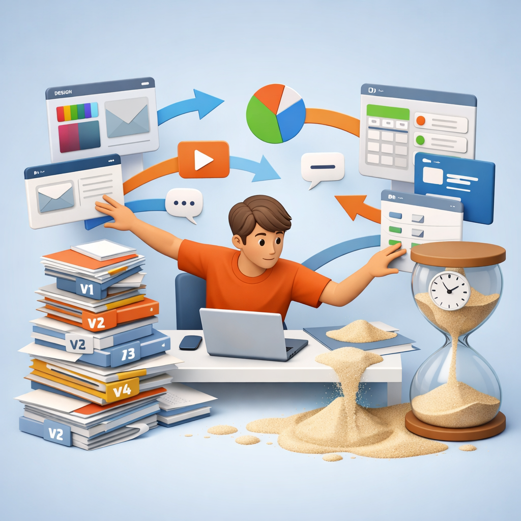 Tool switching tax in content production